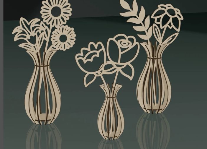 Florero y 12x archivos de corte laser