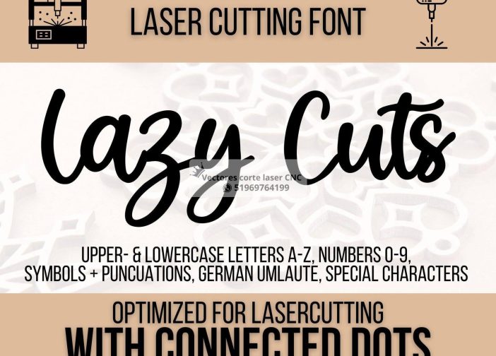 Fuente Font puntos y letras conectados para corte laser