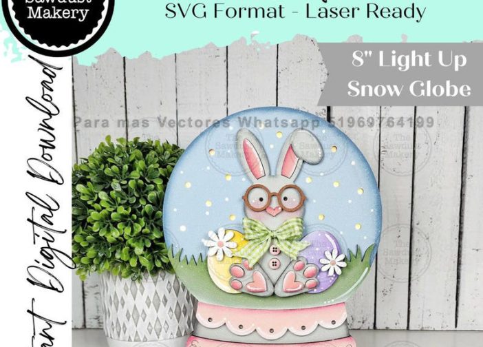 Globo de nieve de conejito de pascua iluminado