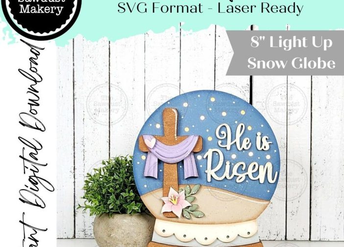 Globo de nieve iluminado con forma de el ha resucitado