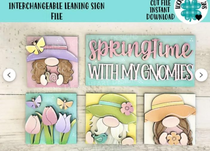 Gnomo primavera mini letrero intercambiable
