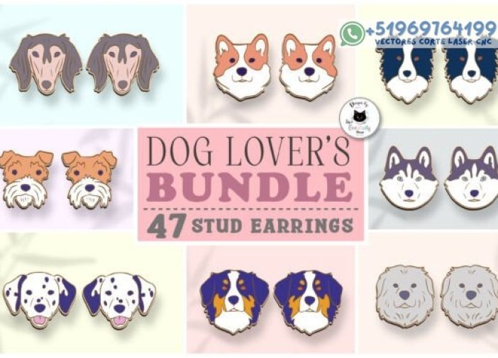 Gran lote de pendientes aretes de botón para amantes de los perros Para mas Vectores Whatsapp 51969764199