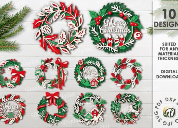 Hermoso Paquete de coronas navideñas