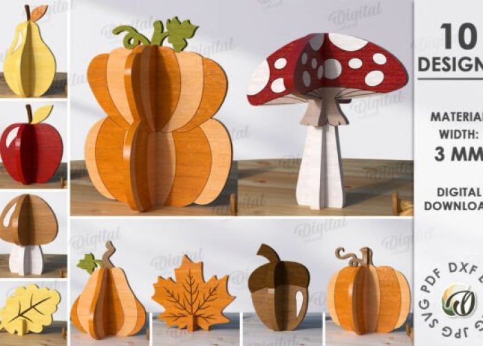 Hermoso pack decorativo otoñal 3D