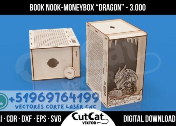 Hucha alcancia ahorro chanchita Book Nook Dragon 3000