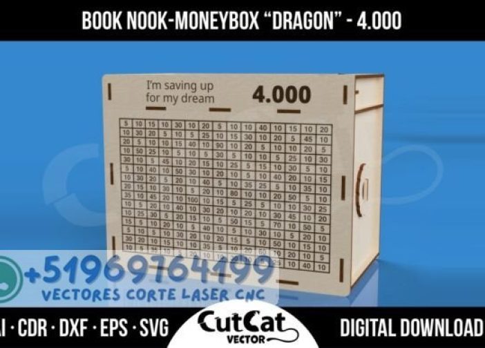 Hucha alcancia ahorro chanchita Book Nook Dragon 4000