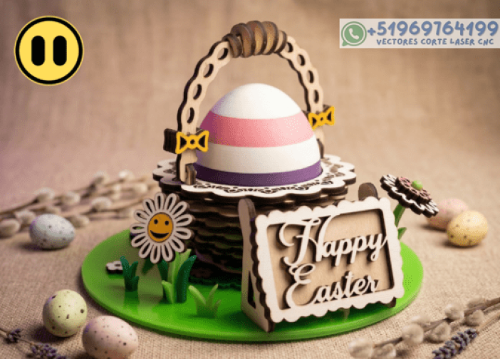 Huevo en una cesta de Pascua SVG STL Para mas Vectores Whatsapp 51969764199