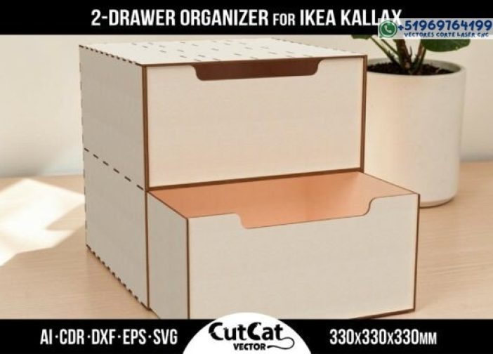 Inserto de almacenamiento de 2 cajones para IKEA KALLAX