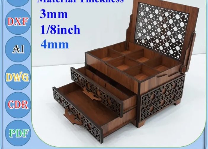 Joyero con dos cajones y compartimientos