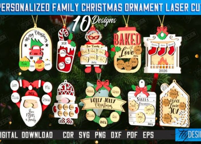 Juego colgante de adornos navideños familiares