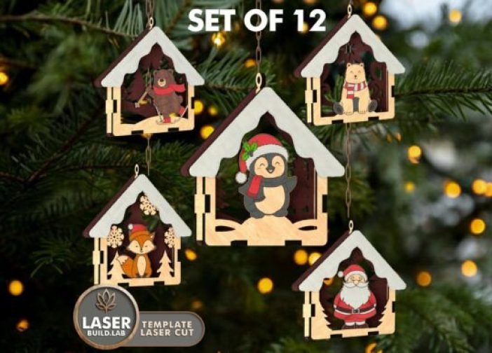 Juego de 12 adornos navideños para casa