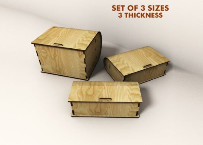 Juego de 3 cajas de libros de madera