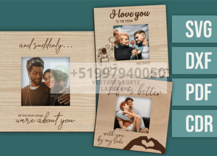 Juego de 3 marcos de amor