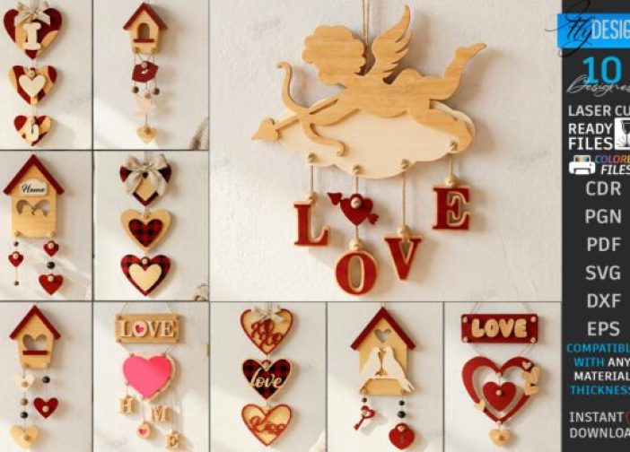 Juego de adornos de decoración de pared Love