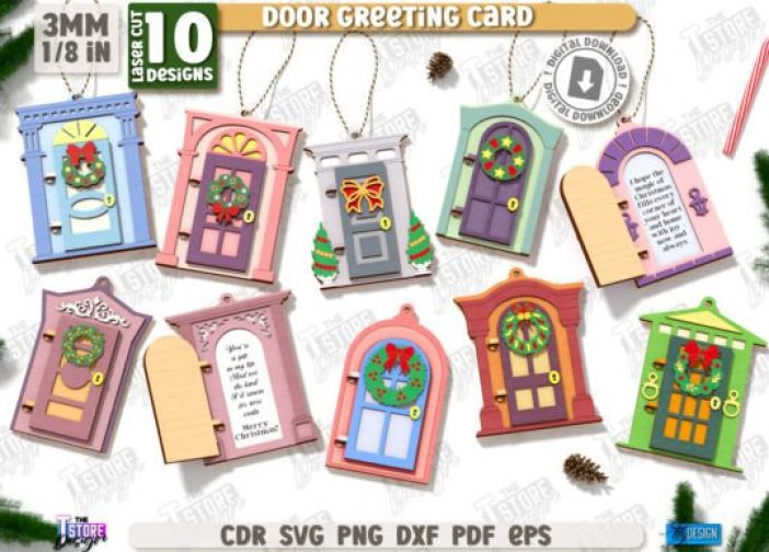 Juego de adornos navideños para puerta