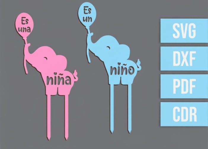 Juego de adornos para tartas torta de elefante es niño o niña