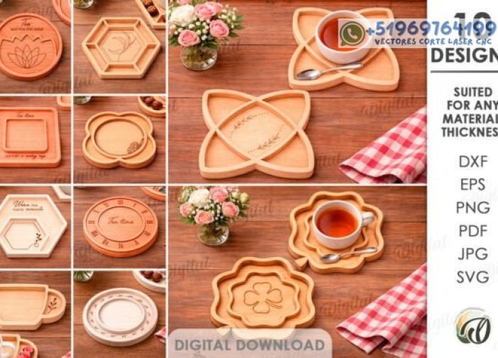 Juego de bandejas de servir 3D Para mas Vectores Whatsapp 51969764199