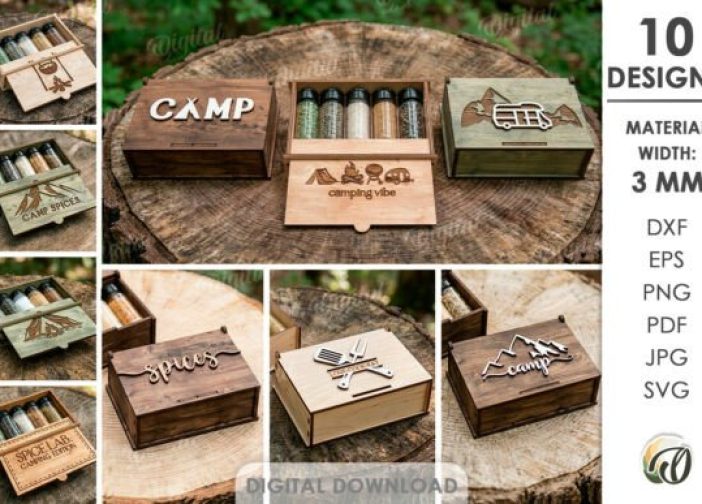 Juego de cajas de especias de viaje 3D
