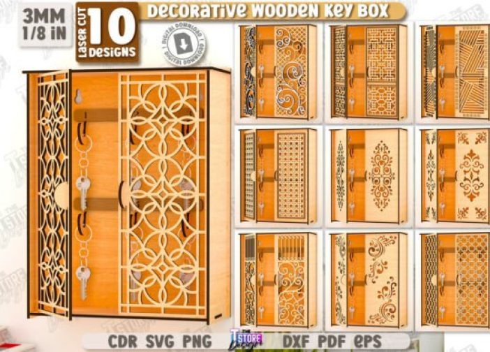 Juego de cajas porta llaves decorativas de pared