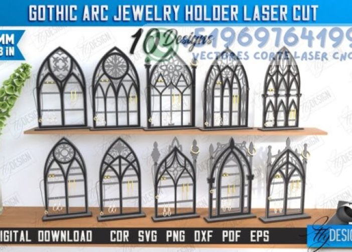 Juego de colgador de joyas aretes estilo ventana gótico