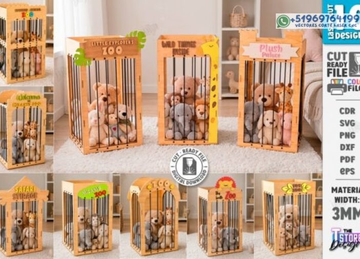 Juego de corte láser para almacenamiento de zoológico de animales de peluche