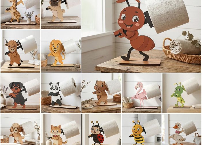 Juego de divertidos soportes para papel higienico en forma de animales