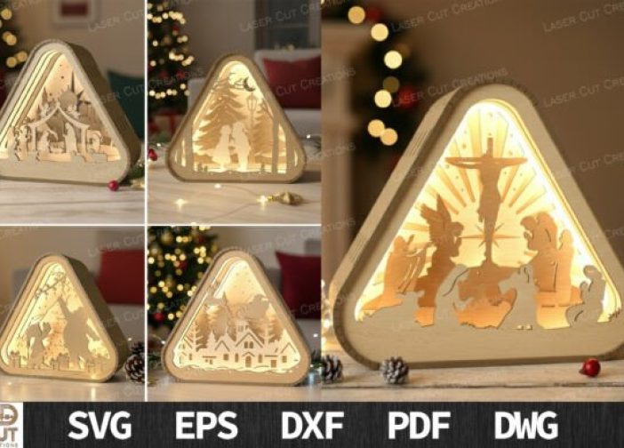 Juego de farolillos navideños triangular 3D con caja de luz