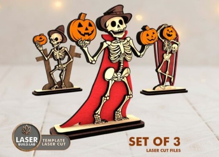 Juego de figuras de esqueletos de Halloween