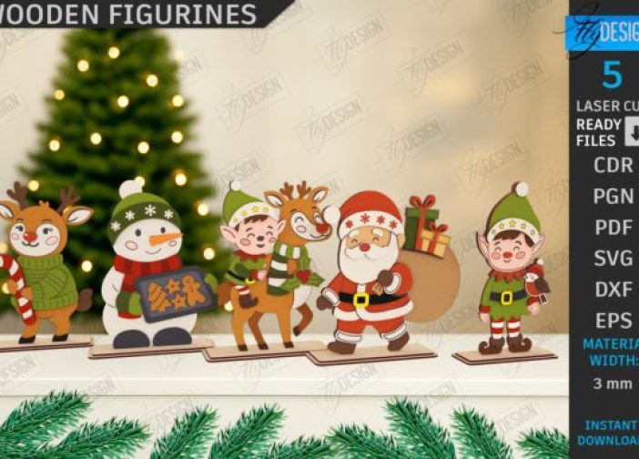 Juego de figuras navideñas con base parante