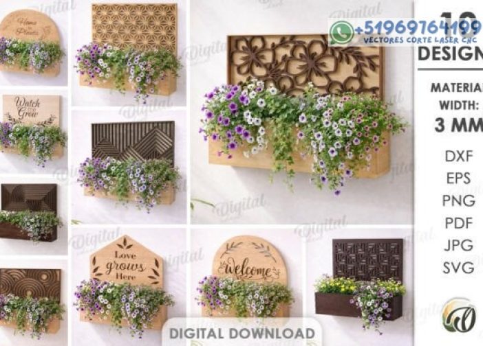 Juego de jardineras macetas 3D Para mas Vectores Whatsapp 51969764199