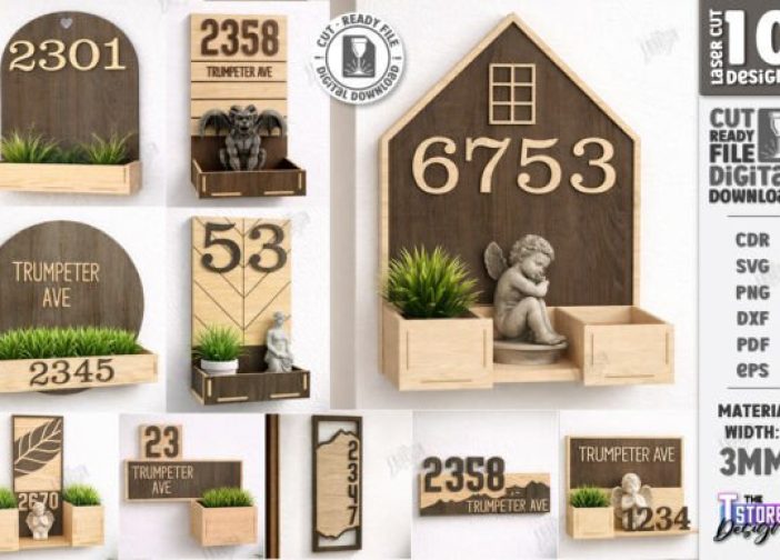 Juego de letreros de números de casa modernos