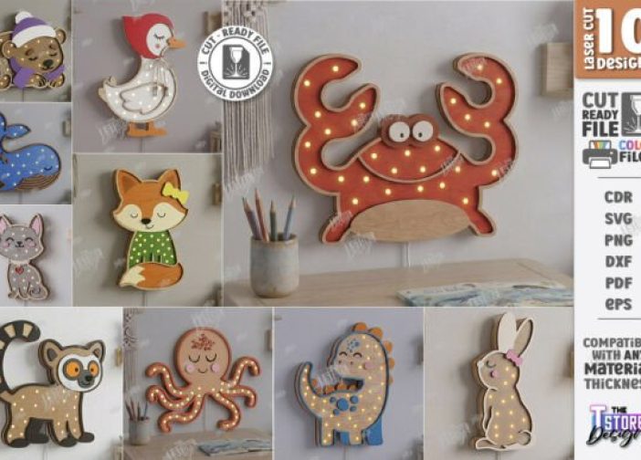 Juego de luces nocturnas lamparas infantiles de animales
