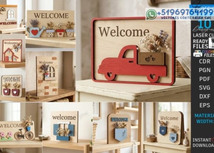 Juego de placas de bienvenida en miniatura Para mas Vectores Whatsapp 51969764199