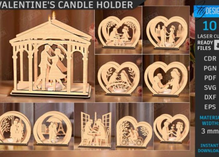 Juego de portavelas para San Valentín