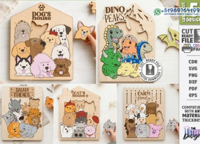 Juego de rompecabezas de animales lindos para niños con láser