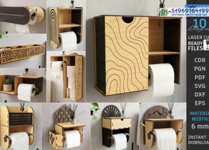 Juego de soportes de papel higiénico de madera