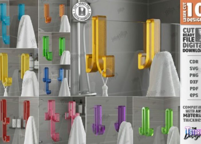 Juego de toalleros acrílicos con gancho para colocar sobre la puerta