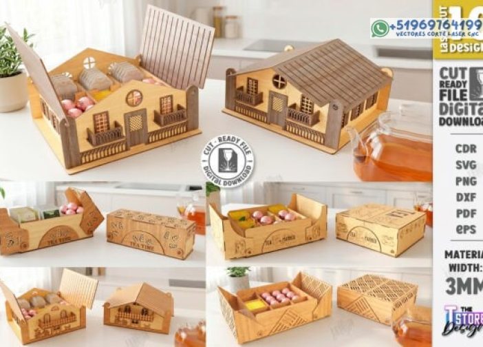 Juego láser de almacenamiento de té y caja de chocolates