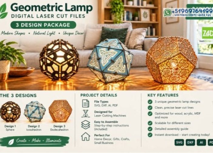 Lámpara Geométrica 3 Diseños