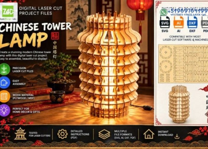 Lámpara de torre china de inspiración china de bricolaje