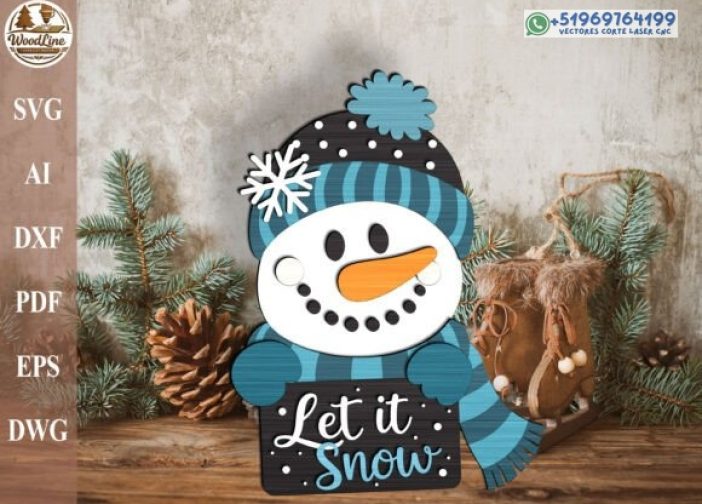 Let It Snow colgador de puerta en capas SVG