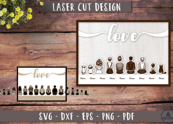 Letrero con iconos de la familia de Love Family SVG personalizado