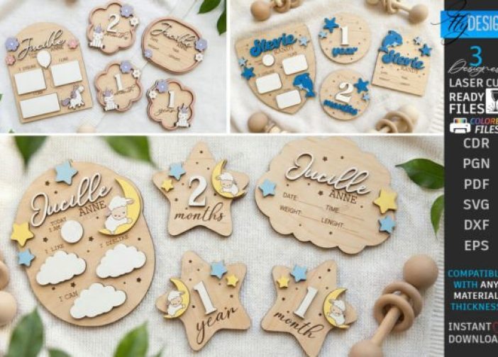 Letrero de anuncio de hito del bebé para recién nacidos