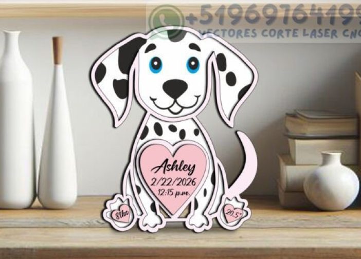 Letrero de anuncio de nacimiento de bebé dálmata