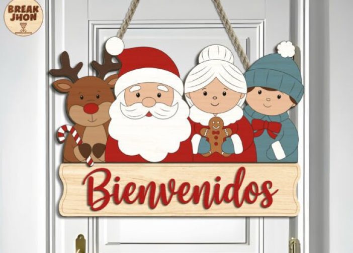 Letrero de bienvenidos familiar de Navidad