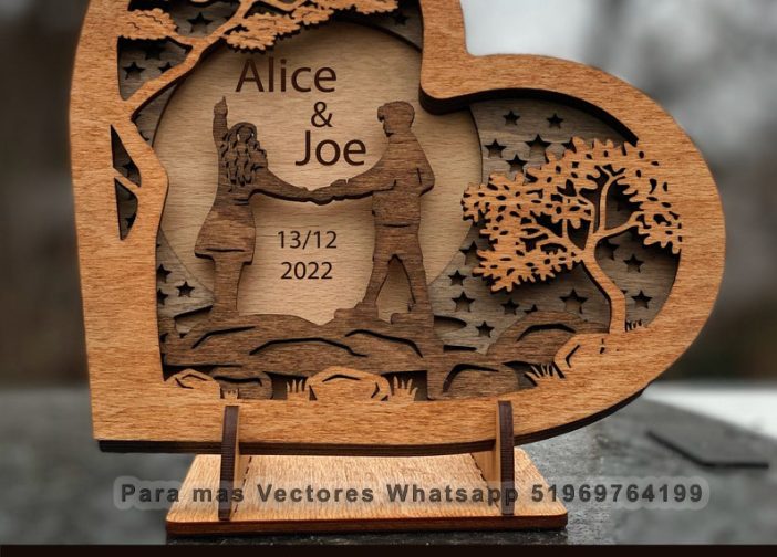 Letrero de corazon 3D en capas para san valentin