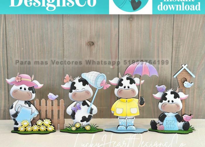 Letrero de mariposa de primvarea con vaca lechera granja