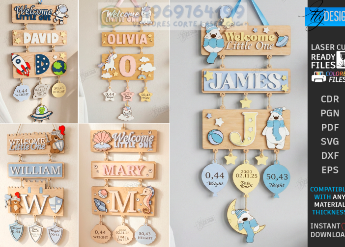 Letrero en capas 3D para paquete láser para recién nacidos