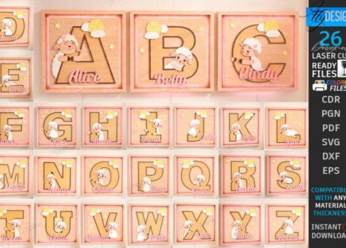 Letreros con la inicial del nombre del bebe alfabeto completo