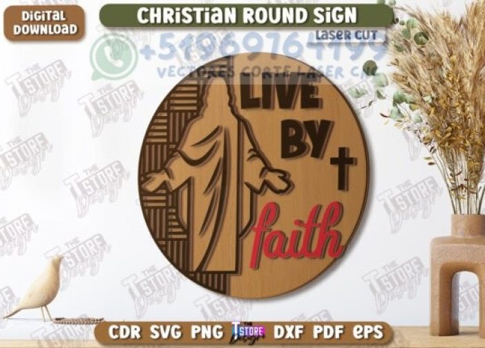 Letreros cristianos redondos de pared3